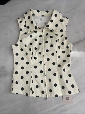 Shein Musera black polka dot zip up vest